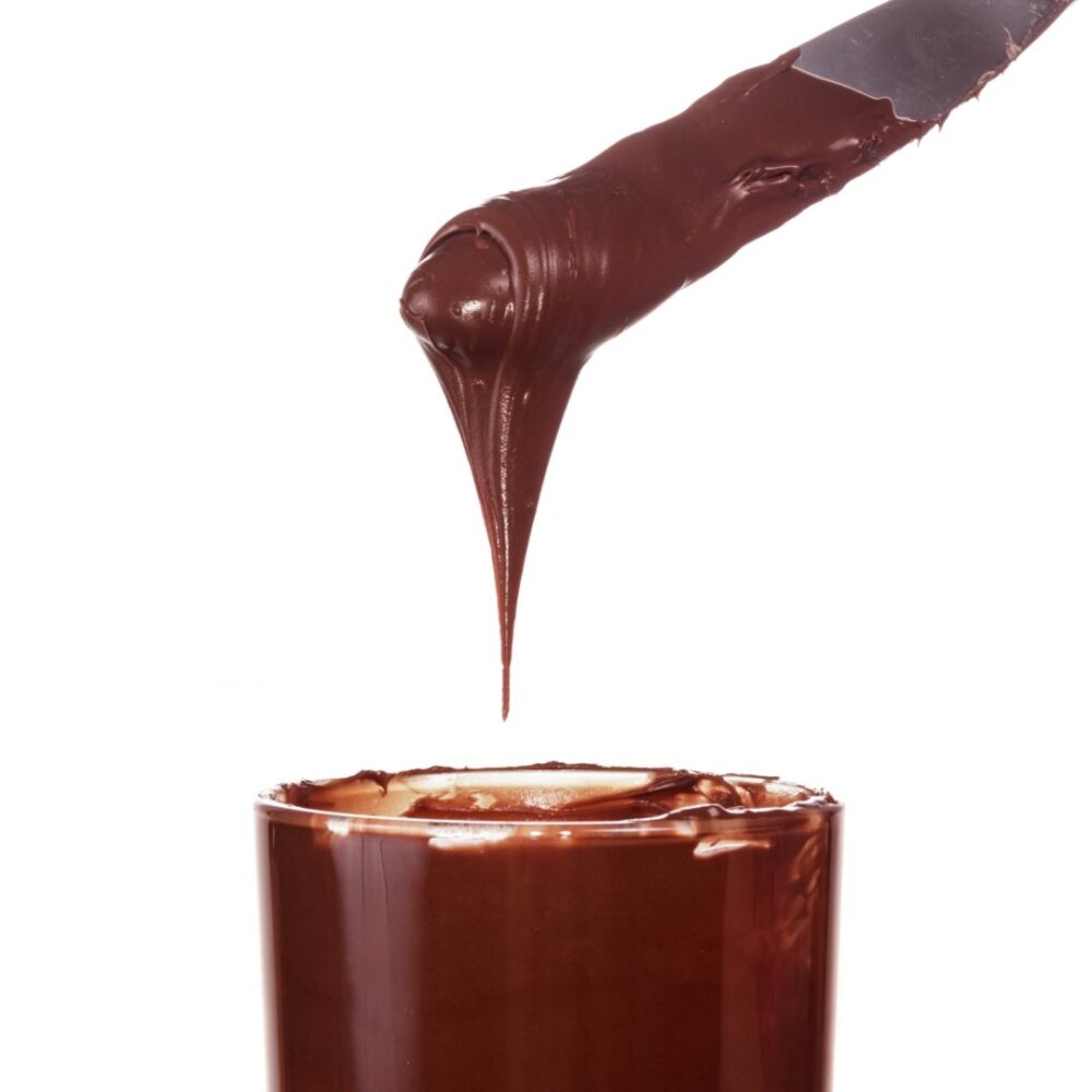 showing Chocolate Ganache on a knife